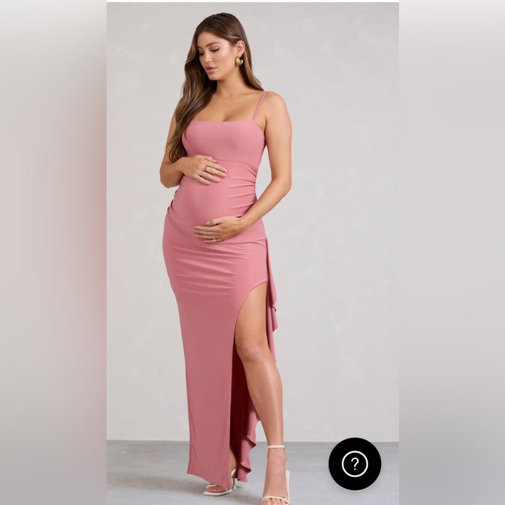 Club L London Dusty Rose Maxi Dress with Side Slit